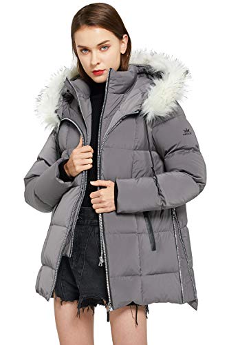 Orolay Damen Puffermantel Gesteppte Daunenjacke mit Kapuze Grau M von Orolay