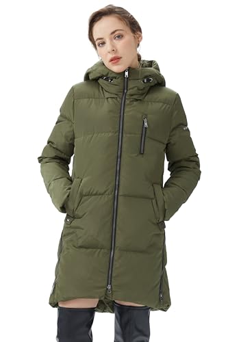 Orolay Damen Stilvolle Daunenmantel Winterjacke mit Kapuze Female Steppmantel Frauen Puffer Wintermantel Armeegrün XXL von Orolay