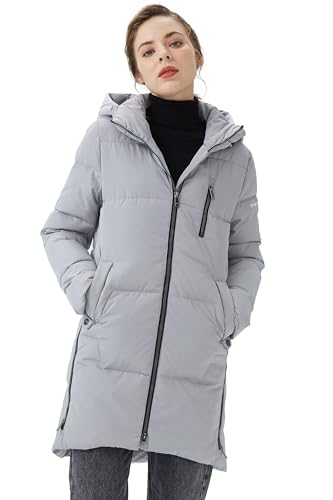 Orolay Damen Stilvolle Daunenmantel Winterjacke mit Kapuze Female Steppmantel Frauen Puffer Wintermantel Grau XS von Orolay