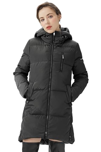 Orolay Damen Stilvolle Daunenmantel Winterjacke mit Kapuze Female Steppmantel Frauen Puffer Wintermantel Schwarz XS von Orolay