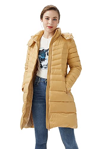 Orolay Damen Slim Daunenjacke Winter Langer Mantel mit Stehkragen Mittlerer Puffer Steppmantel Khaki M von Orolay