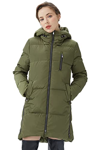 Orolay Damen Stilvolle Daunenmantel Winterjacke mit Kapuze Female Steppmantel Frauen Puffer Wintermantel Armeegrün XS von Orolay