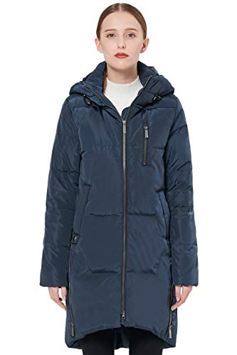 Orolay Damen Stilvolle Daunenmantel Winterjacke mit Kapuze Female Steppmantel Frauen Puffer Wintermantel Navy blau XXL von Orolay