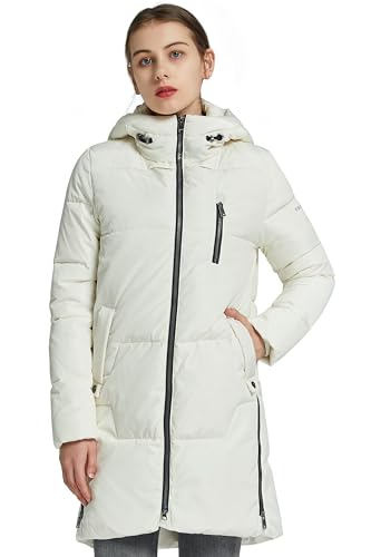 Orolay Damen Stilvolle Daunenmantel Winterjacke mit Kapuze Female Steppmantel Frauen Puffer Wintermantel Weiß S von Orolay