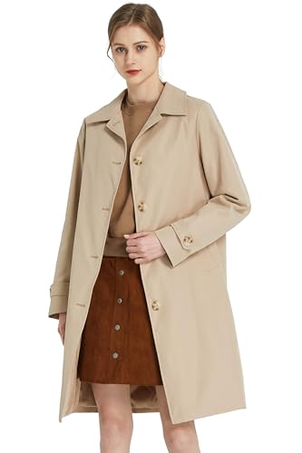 Orolay Damen Trenchcoat Einreihige Mittellange Classic Revers Winddichte, schlanke Oberbekleidung Khaki L von Orolay