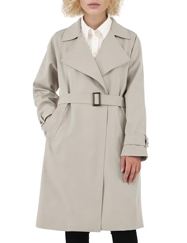 Orolay Damen-Trenchcoat Lässig Gekerbtes Revers Mittellang Schmal Geschnitten Mantel mit Gürtel Grau XL von Orolay