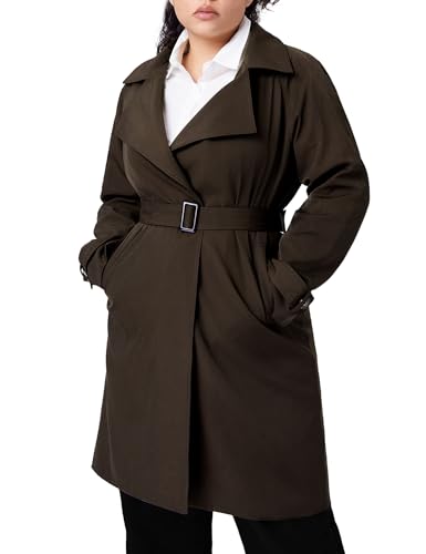 Orolay Damen-Trenchcoat Lässig Gekerbtes Revers Mittellang Schmal Geschnitten Mantel mit Gürtel Kaffee XL von Orolay