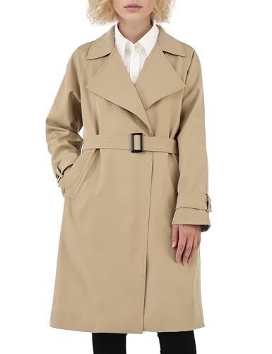 Orolay Damen-Trenchcoat Lässig Gekerbtes Revers Mittellang Schmal Geschnitten Mantel mit Gürtel Khaki L von Orolay