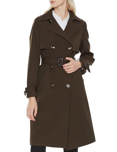 Orolay Damen-Trenchcoat Lang Zweireihig Klassischer Reversmantel mit Gürtel Kaffee M von Orolay