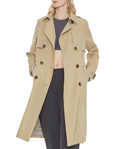 Orolay Damen-Trenchcoat Lang Zweireihig Klassischer Reversmantel mit Gürtel Khaki M von Orolay