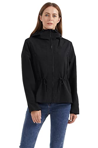 Orolay Damen Trenchcoat Leichte Jacke mit Kapuze Outwear Schwarz XL von Orolay