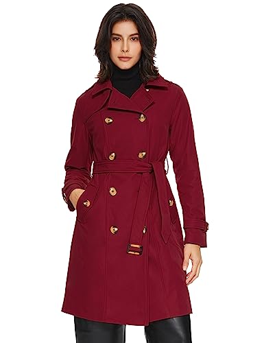 Orolay Damen Trenchcoat lang Klassisch Mantel Outfit Rot M von Orolay