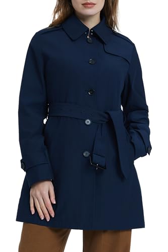 Orolay Damen Trenchcoat mit Gürtel Winddicht Klassischer Mantel Schmale Outdoor Jacken mit Breitem Revers Marine L von Orolay