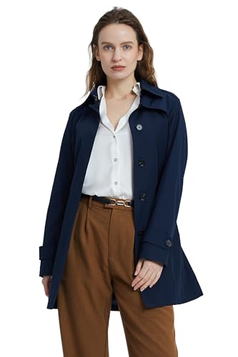 Orolay Damen Trenchcoat mit Gürtel Winddicht Klassischer Mantel Schmale Outdoor Jacken mit Breitem Revers Marine M von Orolay