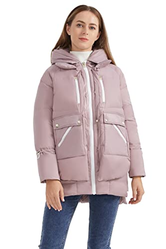 Orolay Damen Verdickte Daunenjacke Helle Farben Wintermantel mit 6 Taschen Andenken Flieder L von Orolay