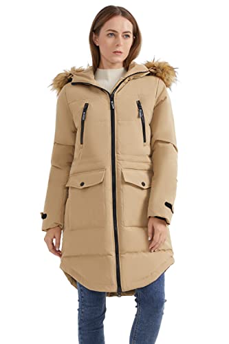 Orolay Damen Verdickte Daunenjacke Mit Kapuze Winter Puffermantel Female Steppmantel Khaki L von Orolay