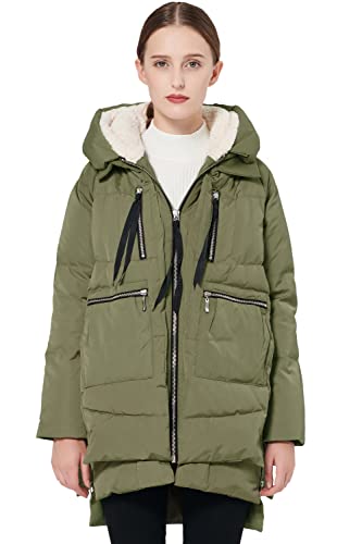 Orolay Winterjacke Damen Verdickte Warme Outdoor Daunenjacke für Damen mit Kapuze Grün L von Orolay