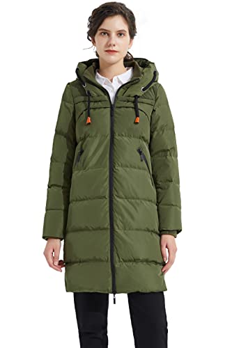 Orolay Damen Verdickte Lange Daunenjacke Damen Kapuzenmantel Female Steppmantel Frauen Puffer Wintermantel N-Armeegrün S von Orolay