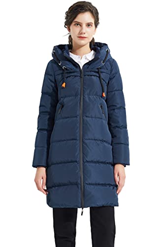 Orolay Damen Verdickte Lange Daunenjacke Damen Kapuzenmantel Female Steppmantel Frauen Puffer Wintermantel N-Marine S von Orolay