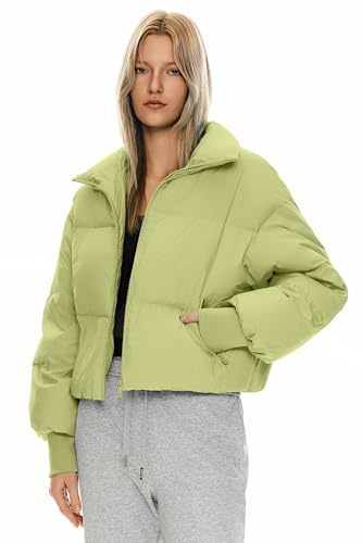 Orolay Damen Winter Pufferjacke Stehkragen Bubble Oversized Silhouette Kurzer Daunenmantel Hellgrün XS von Orolay