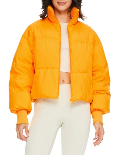 Orolay Damen Winter Pufferjacke Stehkragen Bubble Oversized Silhouette Kurzer Daunenmantel Orange M von Orolay