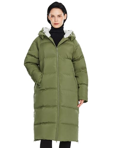 Orolay Damen langer Daunenmantel Winter Steppjacke Warme Jacke mit Saumschlitz Armeegrün X-Large von Orolay