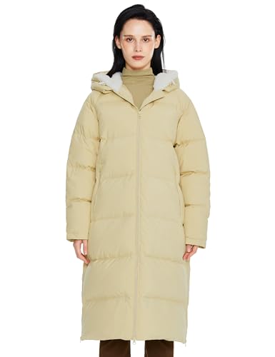Orolay Damen langer Daunenmantel Winter Steppjacke Warme Jacke mit Saumschlitz Khaki Large von Orolay