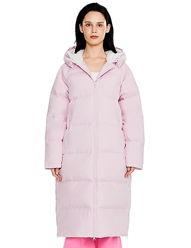 Orolay Damen langer Daunenmantel Winter Steppjacke Warme Jacke mit Saumschlitz Rosa Large von Orolay