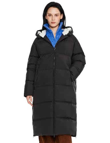Orolay Damen langer Daunenmantel Winter Steppjacke Warme Jacke mit Saumschlitz Schwarz Medium von Orolay