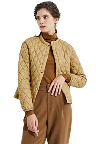 Orolay Damen leichte Daunenjacke Mantel Steppjacke kurz in Rautensteppung Khaki XS von Orolay