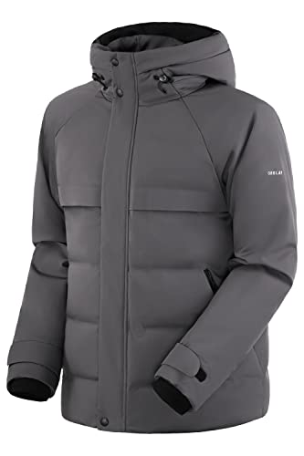 Orolay Herren Daunenjacke Warm Mantel Winter Parka kurz mit Kapuze Hooded Steppmantel Grau XXL von Orolay