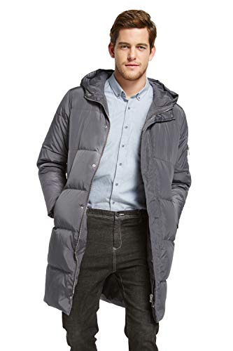 Orolay Herren Daunenjacke Warmer Wintermantel Mittellang Freizeit Hooded Steppmantel Grau XXL von Orolay