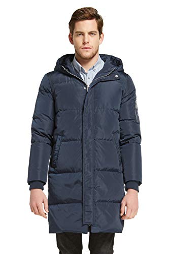 Orolay Herren Daunenjacke Warmer Wintermantel Mittellang Freizeit Hooded Steppmantel Marine XL von Orolay