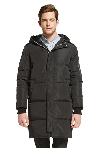 Orolay Herren Daunenjacke Warmer Wintermantel Mittellang Freizeit Hooded Steppmantel Schwarz XXL von Orolay