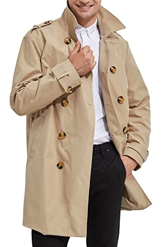 Orolay Herren Trenchcoat Mittellang Klassischer Mantel mit Gürtel Khaki L von Orolay