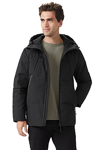 Orolay Herren Wasserdichter Daunenmantel mit Kapuze Winterjacke Hooded Steppmantel Schwarz XL von Orolay