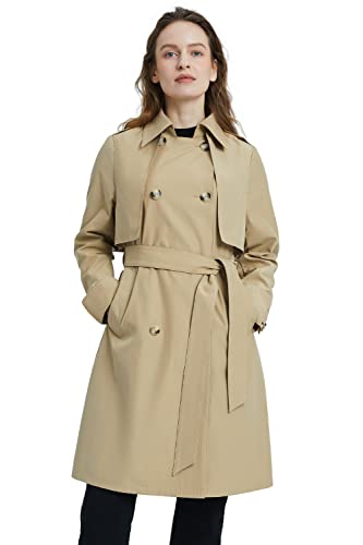 Orolay Klassischer Trenchcoat für Damen 3/4 Länge Zweireihig mit Abnehmbarer Weste Khaki M von Orolay