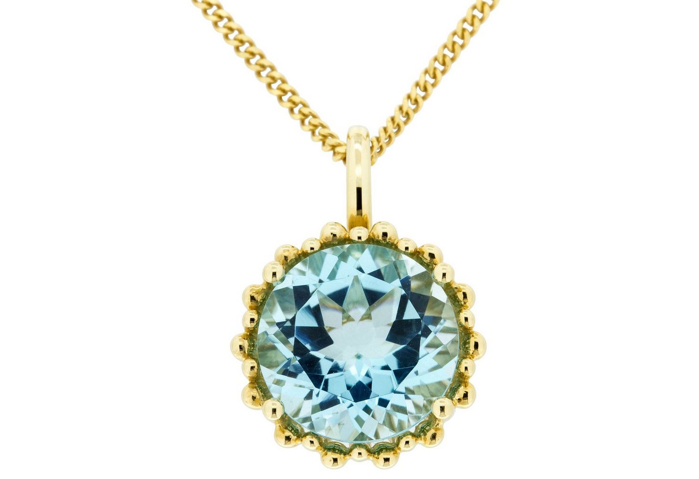 Orolino Kette mit Anhänger 585/- Gelbgold Blau Topas Rund von Orolino