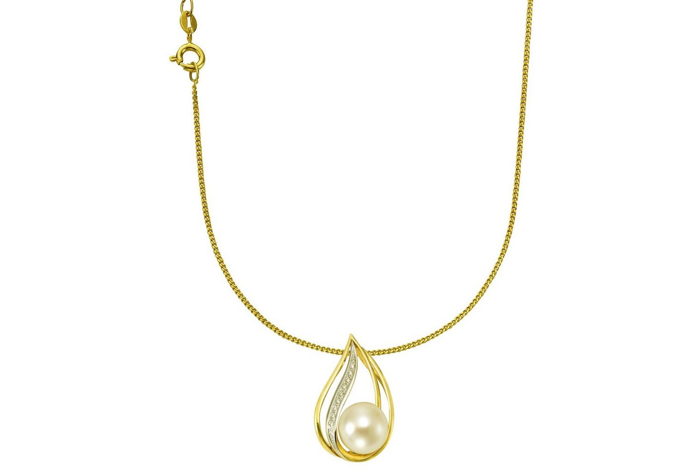 Orolino Kette mit Anhänger 585/- Gelbgold Perle Brillanten von Orolino