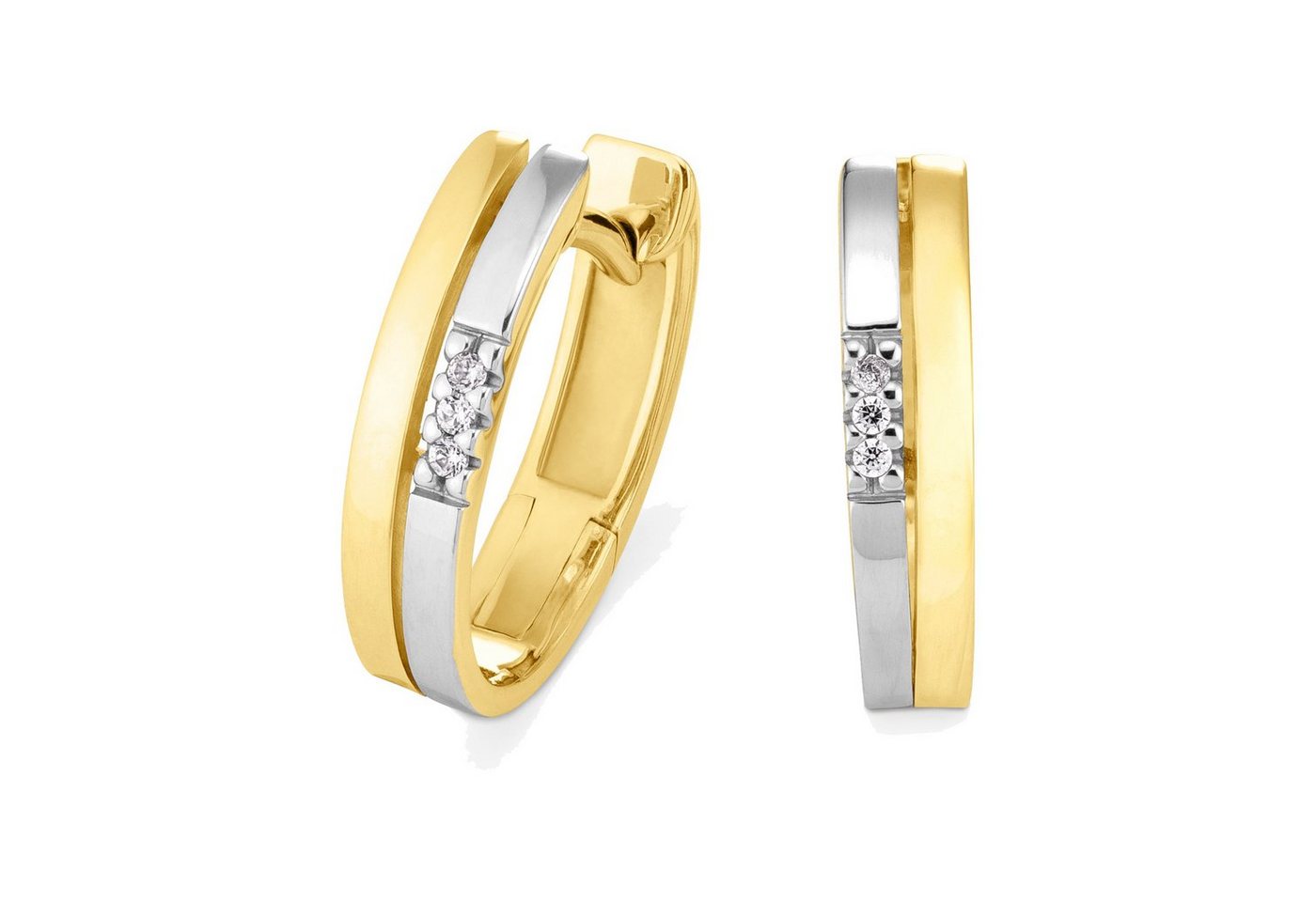Orolino Paar Creolen Gold 585 mit 6 Brillanten zus. 0,03ct. von Orolino