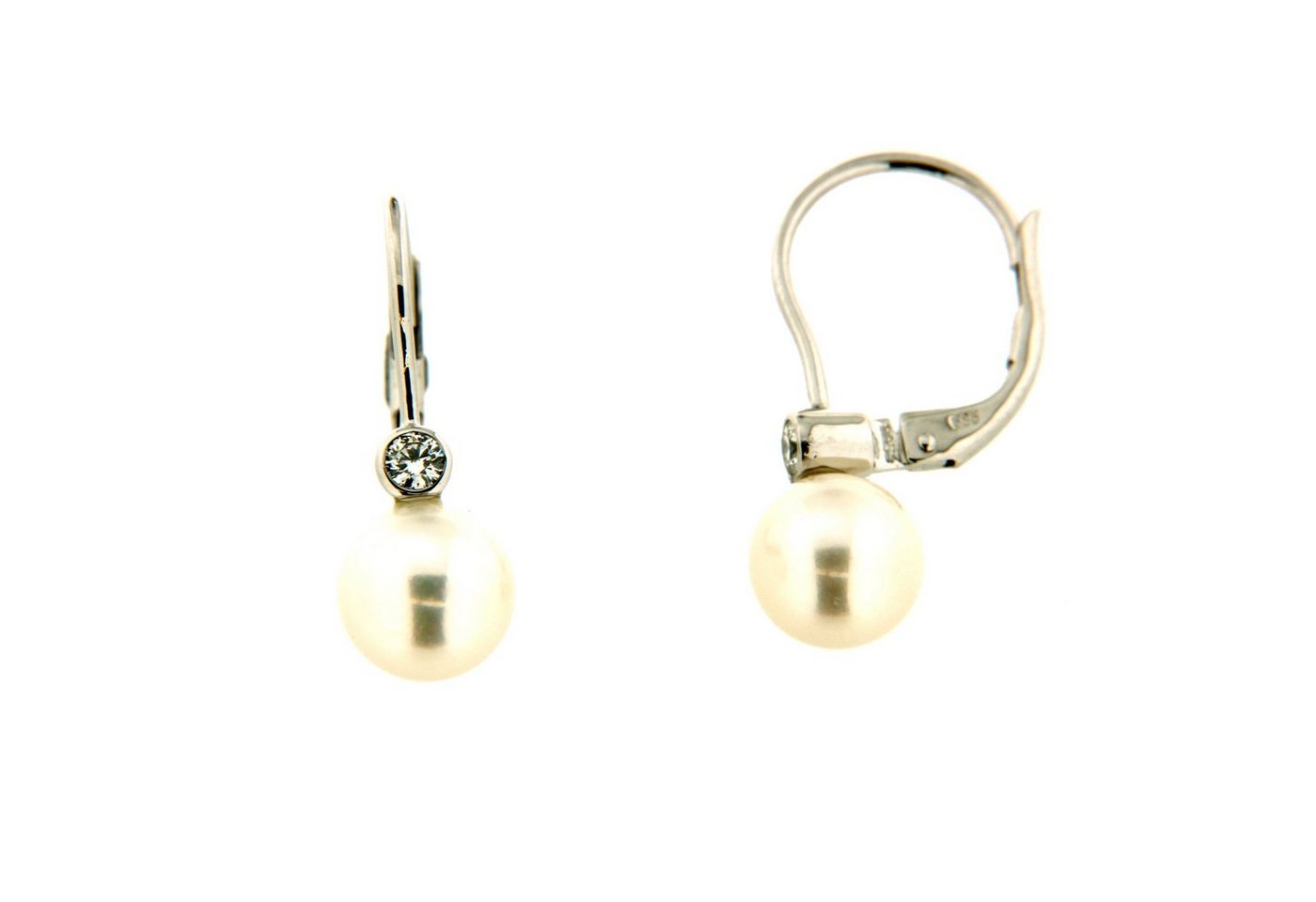 Orolino Paar Ohrhänger 585 Gold mit Brillant 0,10ct. + Perle 6,5-7mm von Orolino