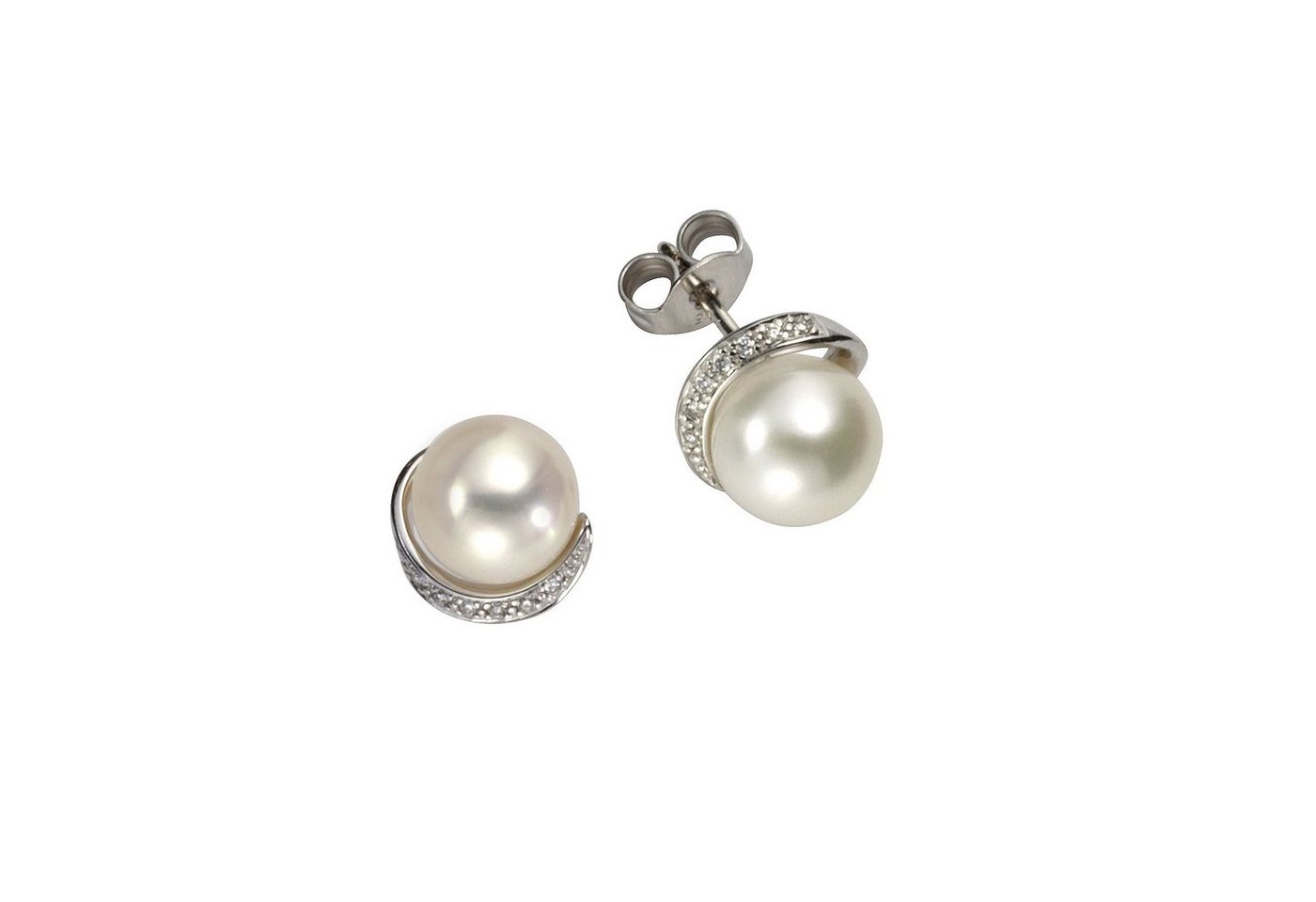 Orolino Paar Ohrstecker 585 Gold Perlen weiß + Brillanten 0,05ct. von Orolino
