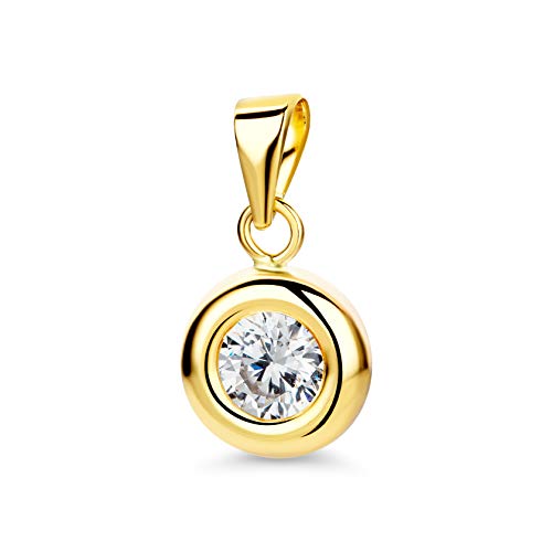 OROVI Anhänger Damen Gelbgold 9 Karat/375 Gold Anhänger mit Zirkonia Schmuck für Frauen von OROVI