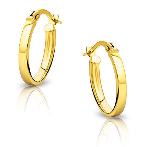 OROVI Ohrringe Damen - Creolen Gold (375) 9 kt Gelbgold - Damenohrringe aus Echtgold - Ovale Hoops Ohrringe - Schmuck Damen - Gold Schmuck - hypoallergene ohrringe - Ohrschmuck handgemacht in Italien von OROVI