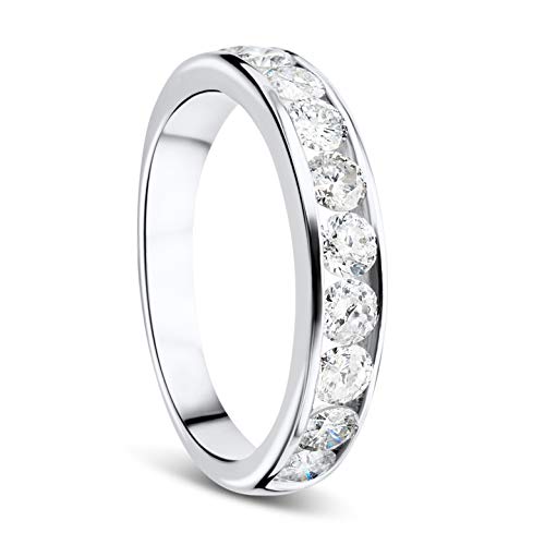 Orovi Damen Diamant Ring Weißgold, Ewigkeitsring Eternity Ring 9 Karat (375) Gold und Diamanten Brillanten 1.0 Ct, Ehering von OROVI