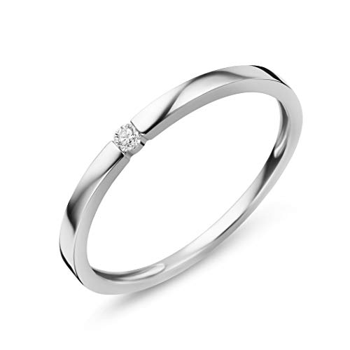 Orovi Damen Diamant Ring Weißgold, Verlobungsring 9 Karat (375) Gold und Diamant Brillanten 0.03 Ct, Solitärring von OROVI