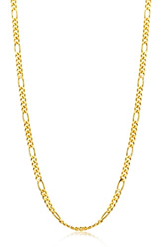 Orovi Damen Figarokette Halskette 14 Karat (585) GelbGold Figaro diamantiert Goldkette 1,5mm breit 45cm lange von OROVI