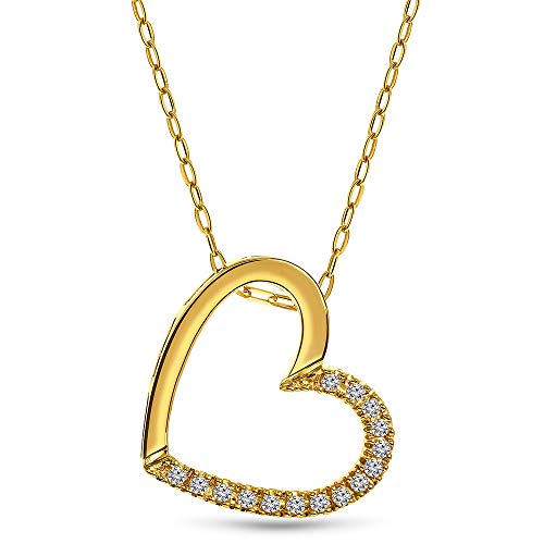 OROVI Damen Kette Gelbgold 0.09 Ct Diamant Halskette mit Anhänger Herz 18 Karat (750) Gold und Diamanten Brillanten, 45 cm lang von OROVI