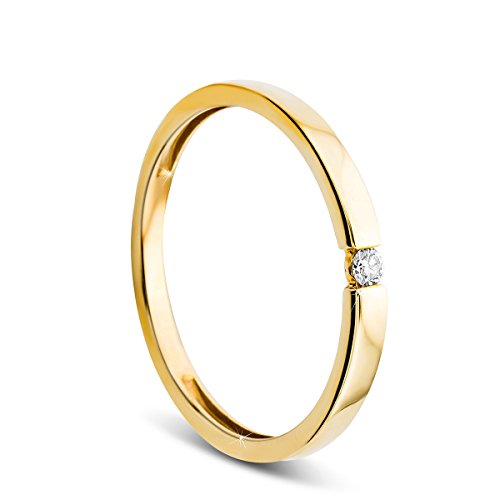 Orovi Damen Verlobungsring Gold Solitärring Diamantring 9 Karat (375) Brillianten 0.03crt GelbGold Ring mit Diamanten von OROVI