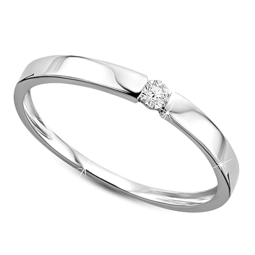 OROVI Ring für Damen Verlobungsring Gold Solitärring Diamantring 9 Karat (375) Brillianten 0.05ct Weißgold oder GelbGold Ring mit Diamanten von OROVI